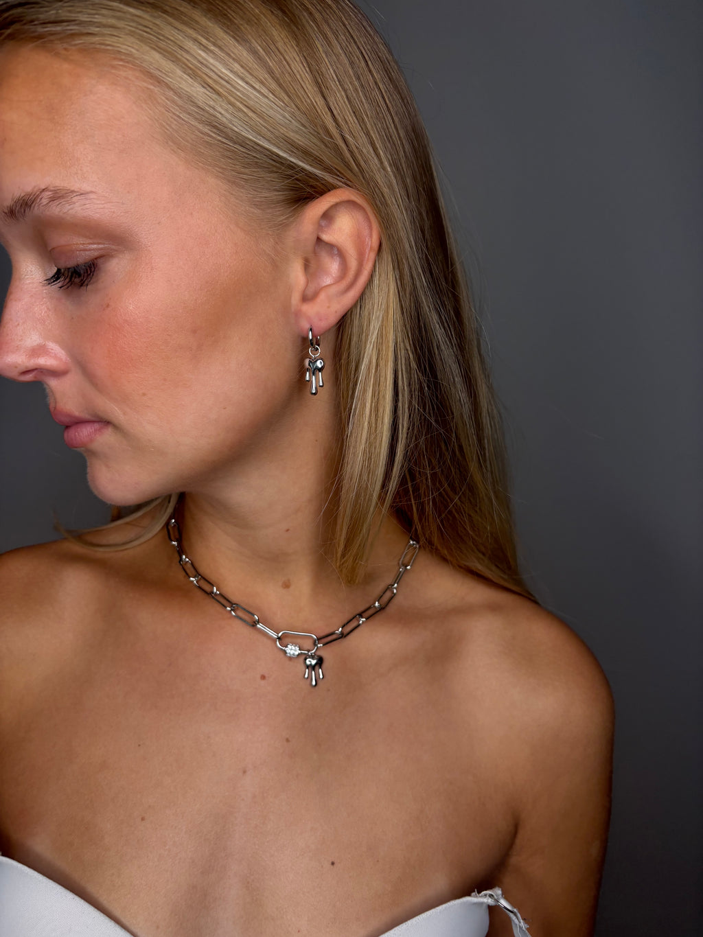 Polly Chunky Necklace i sølvfarve