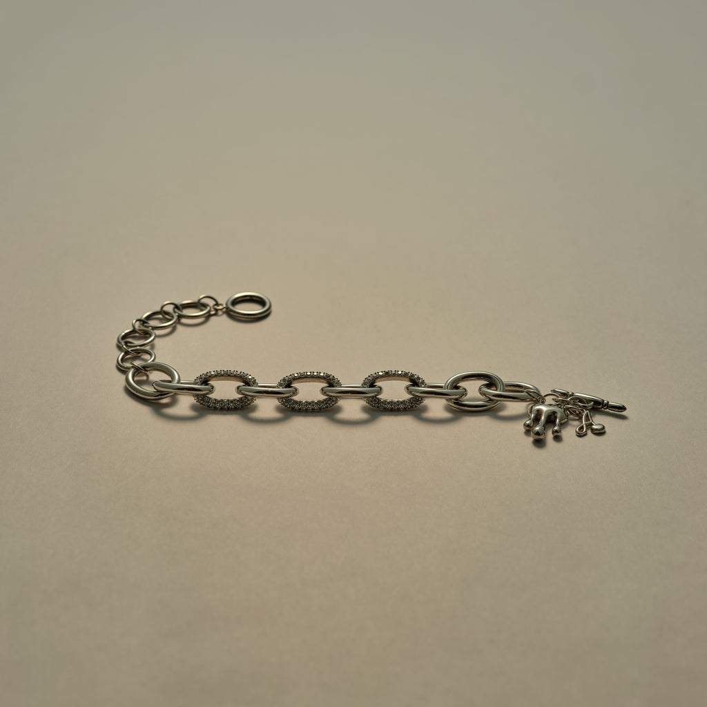 Palma Chunky Bracelet i sølvfarve med stenbesatte led