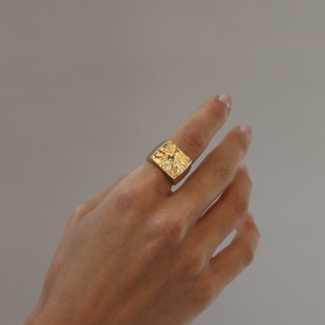 Fingerprint Signet ring, Goldplated
