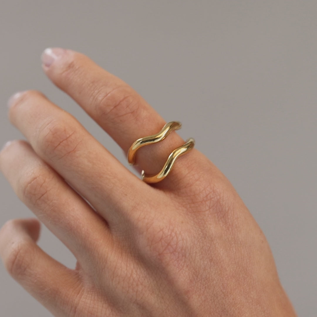 Ripple Double Ring, Goldplated