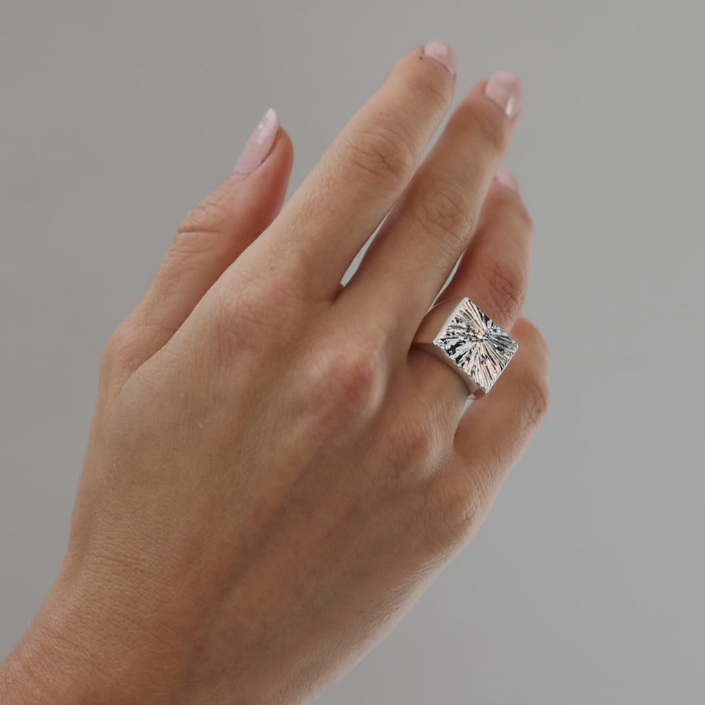Fingerprint Signet ring, Silver plated