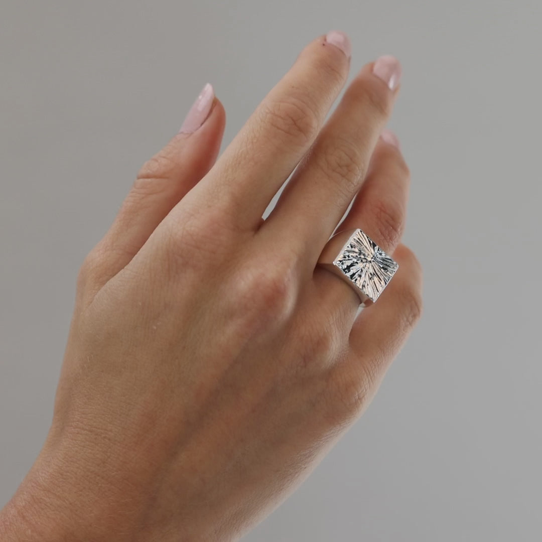 Fingerprint Signet ring, Silver plated