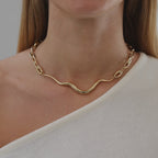 Ripple Statement Necklace, Goldplated