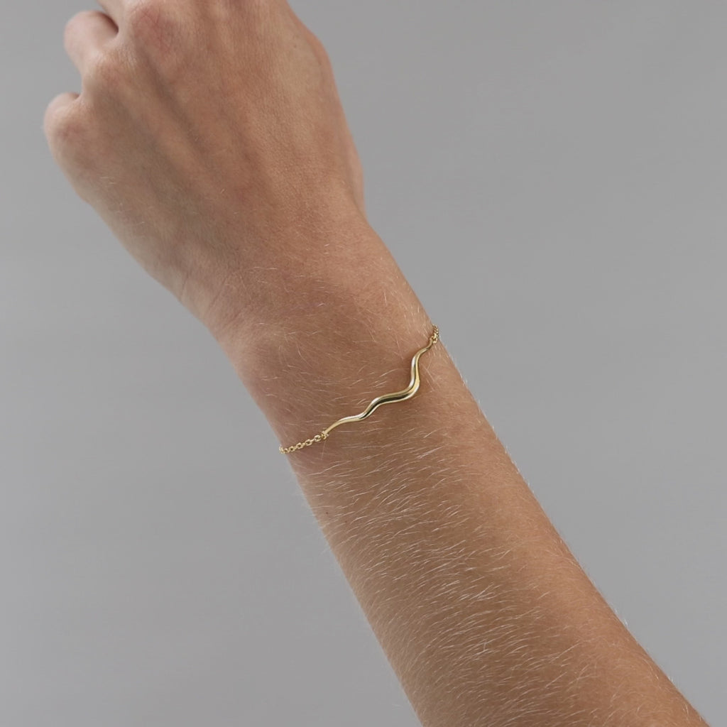 Ripple Bracelet, Goldplated, 13 cm + 5 extender cm