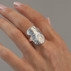 Fingerprint Statement Ring, Silver plated