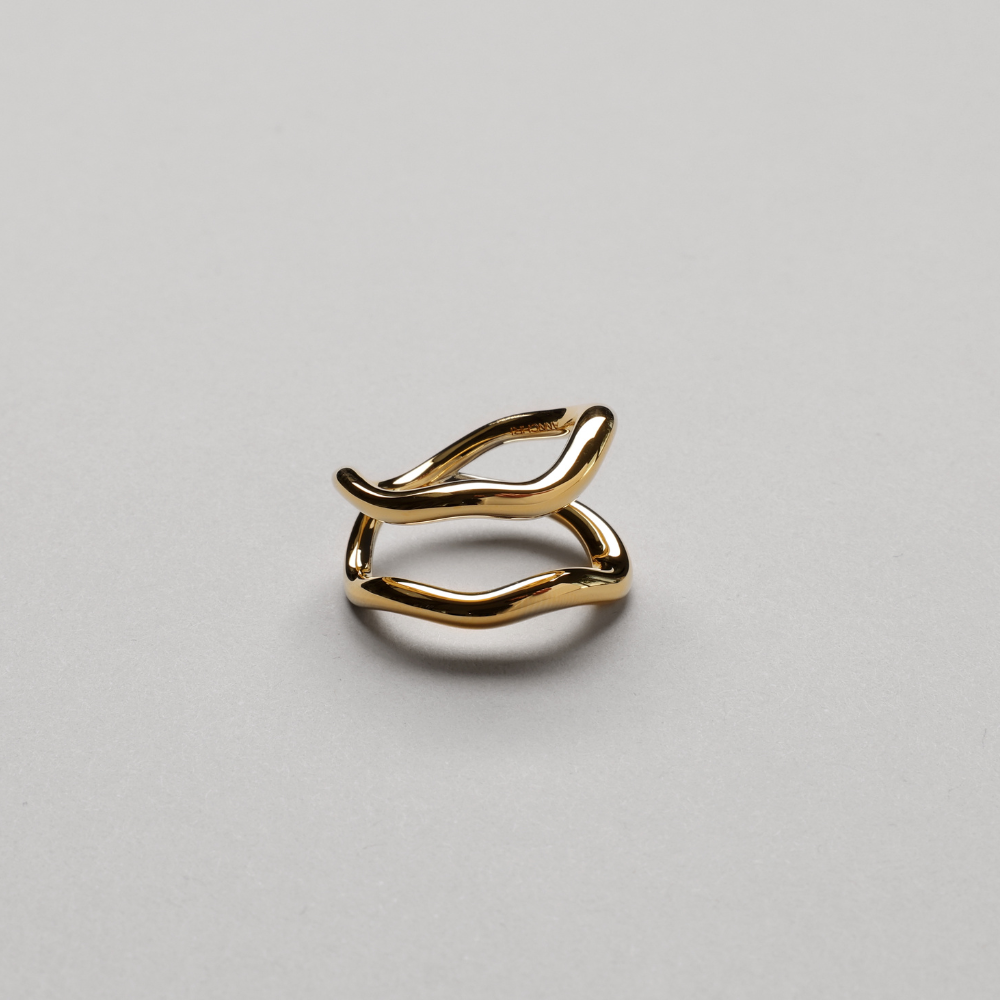 Ripple Double Ring i guldfarve