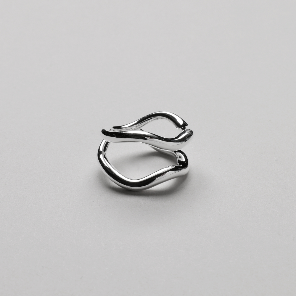 Ripple Double Ring i sølvfarve
