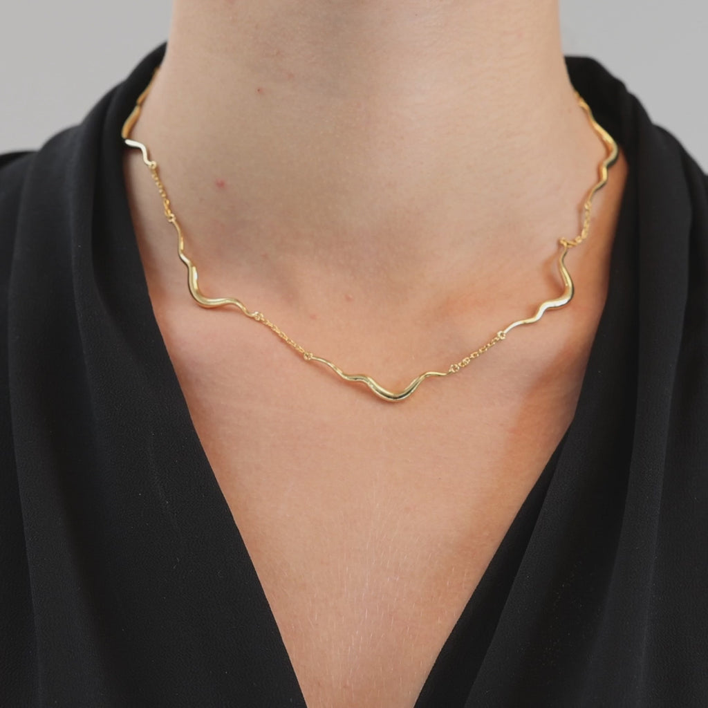 Ripple Necklace, Goldplated, 45 CM + 5 Cm extender